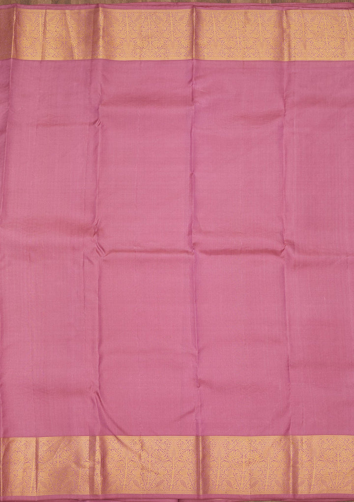 Mauve Zariwork Pure Silk Saree-Koskii