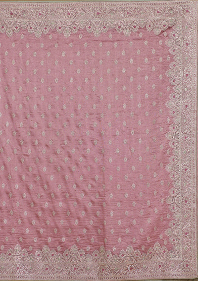 Mauve Zariwork Soft Silk Saree-Koskii