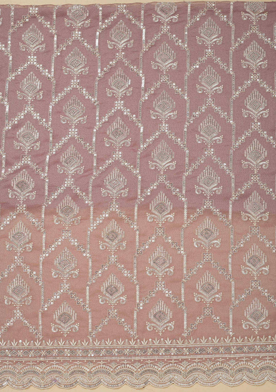 Mauve Zariwork Tissue Unstitched Salwar Suit-Koskii