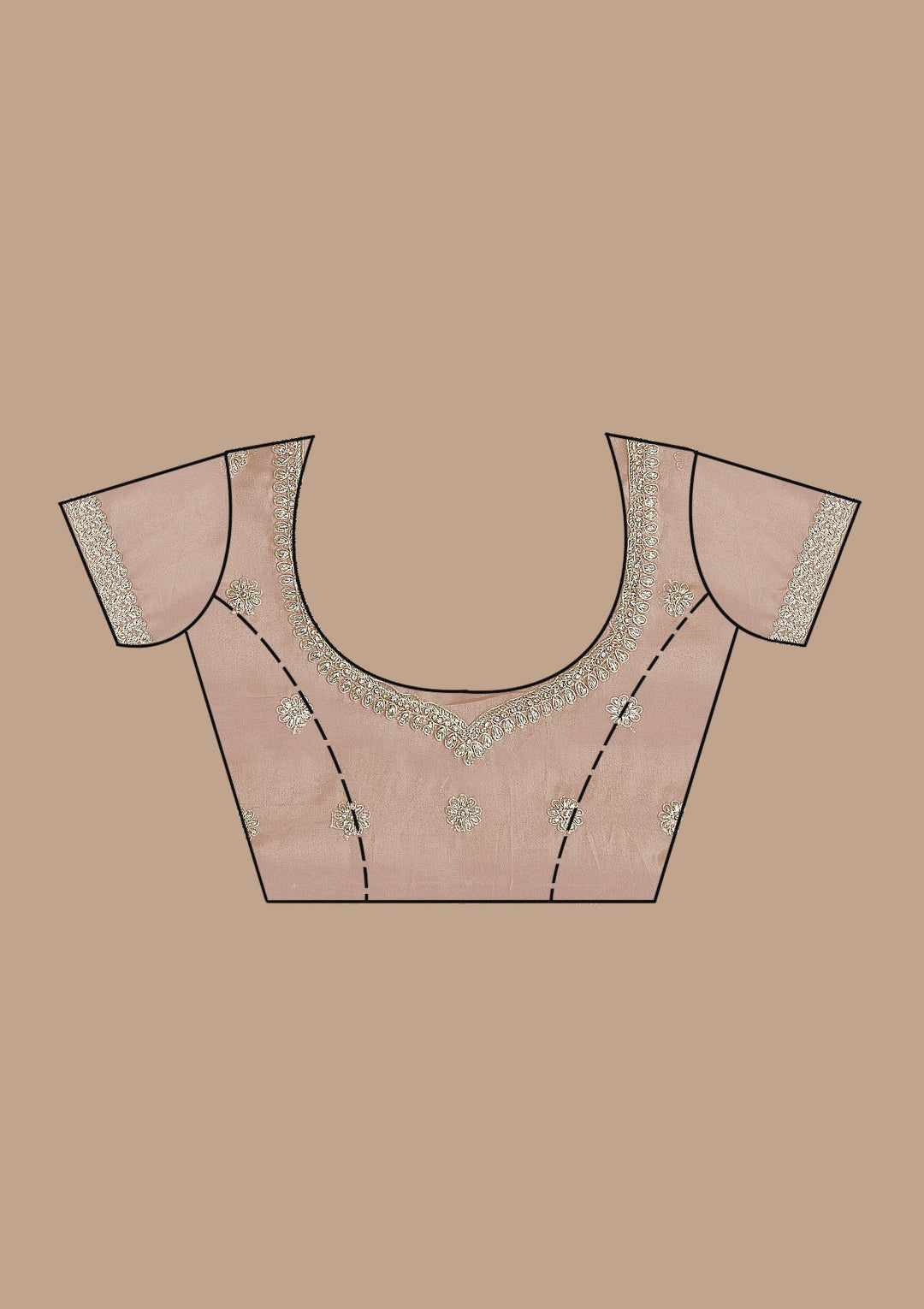 Mauve Zariwork Tissue Saree-Koskii