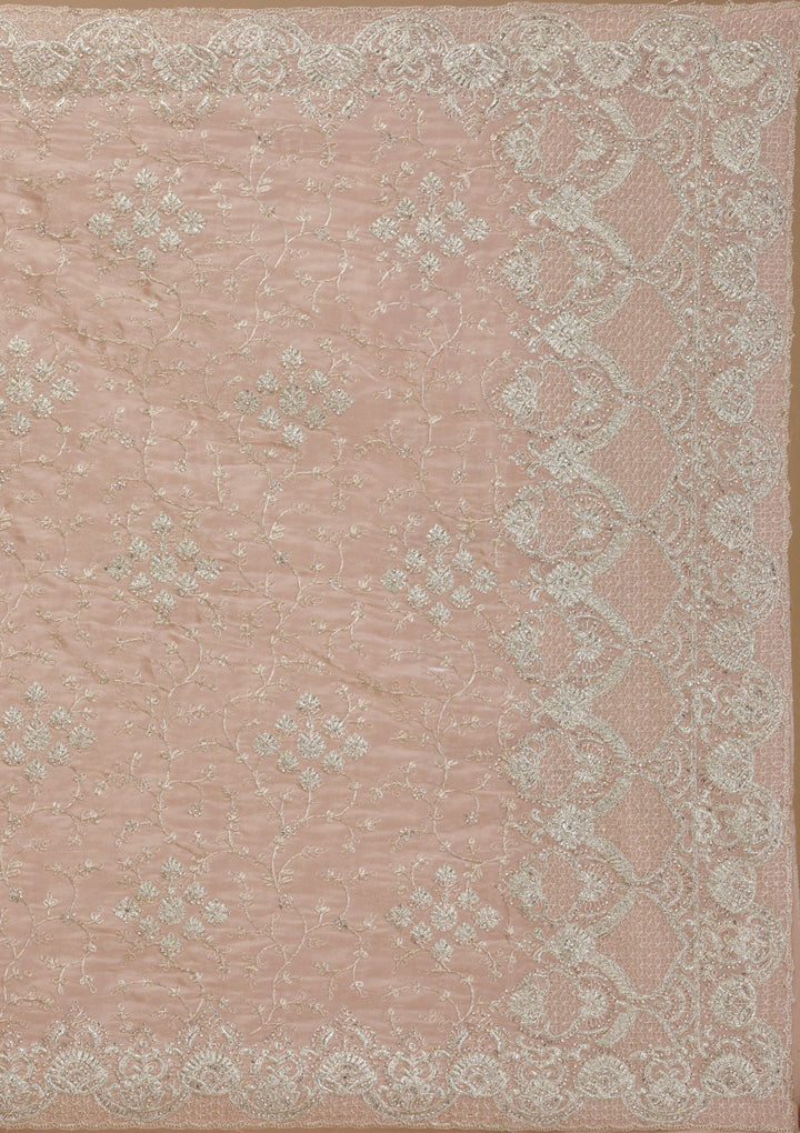 Mauve Zariwork Tissue Saree-Koskii