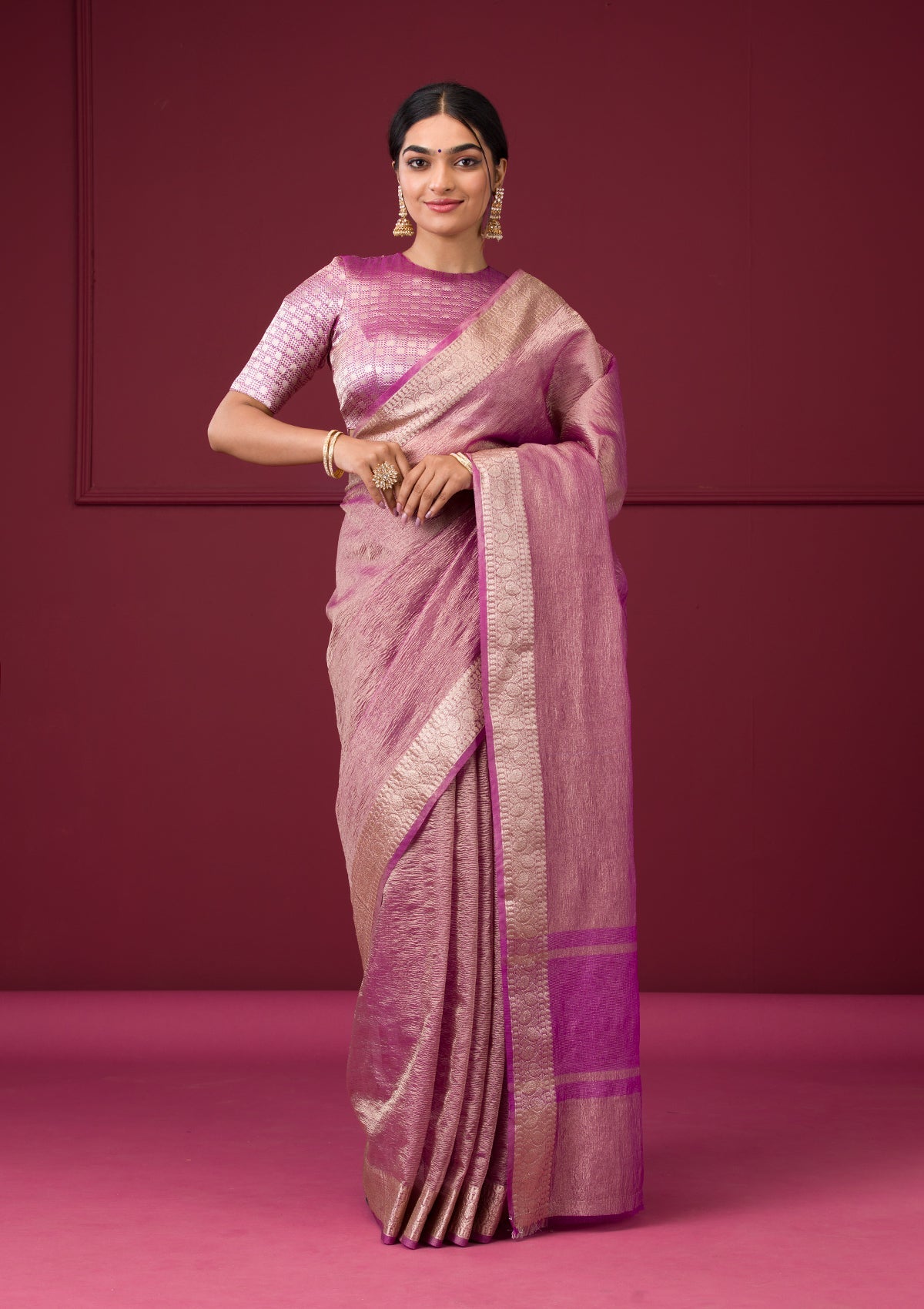 Mauve Zariwork Tissue Saree