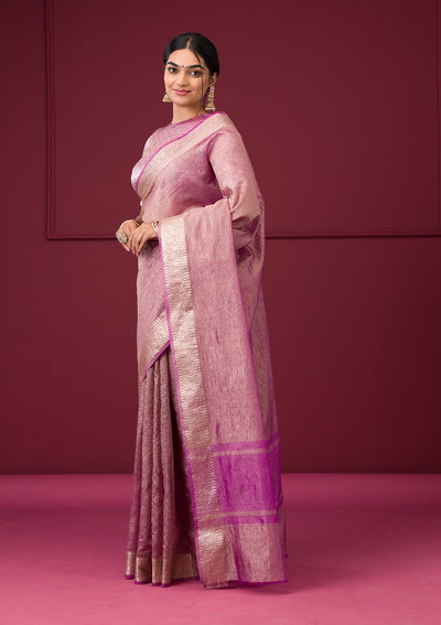 Mauve Zariwork Tissue Saree