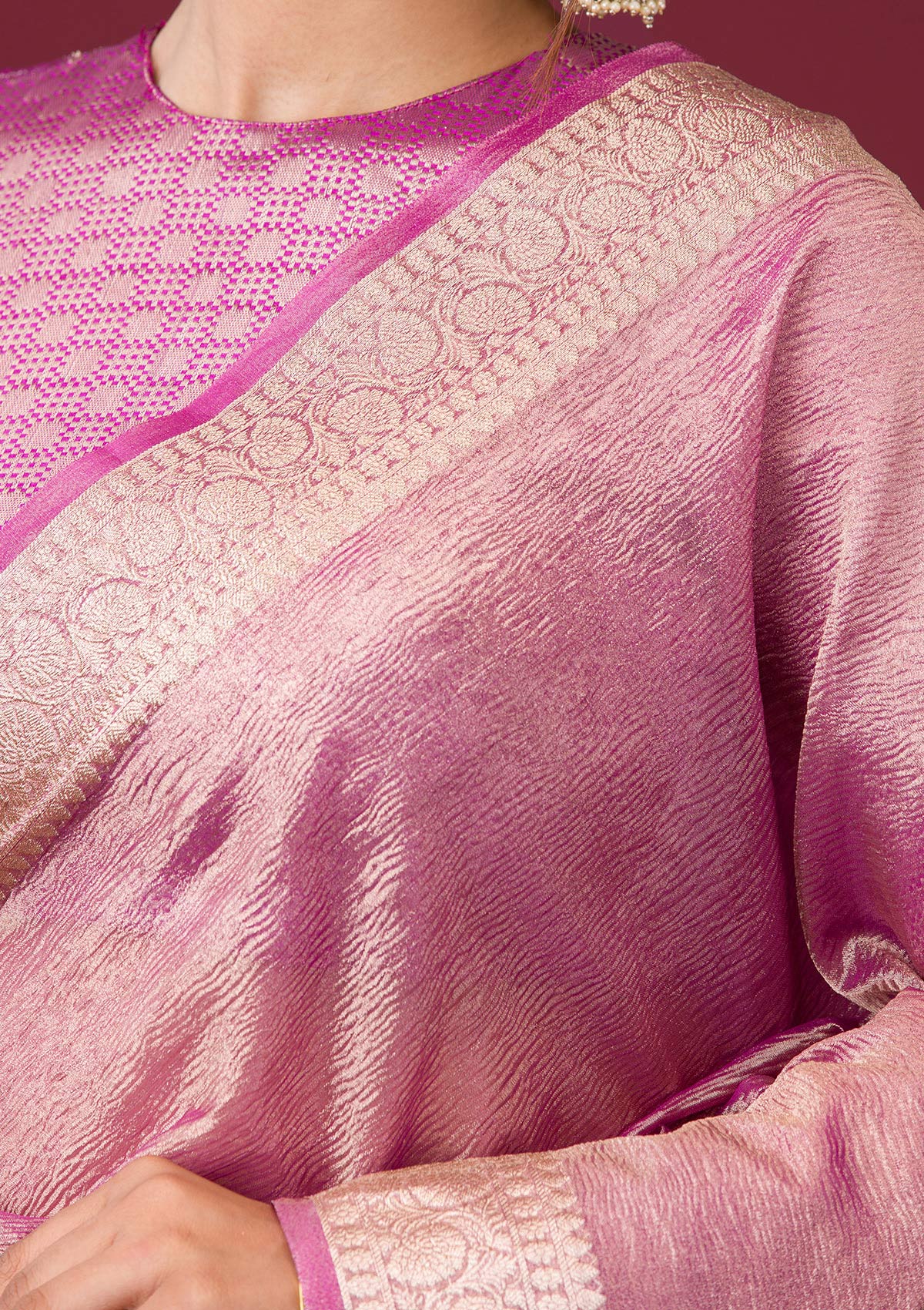 Mauve Zariwork Tissue Saree