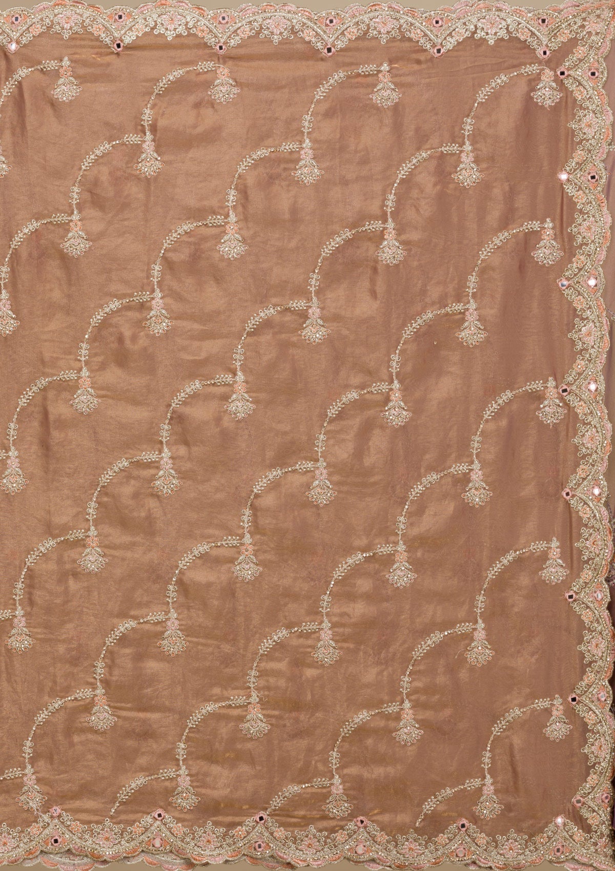 Mauve Zariwork Tissue Saree-Koskii