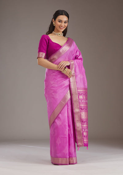 Mauve Zariwork Tissue Saree-Koskii