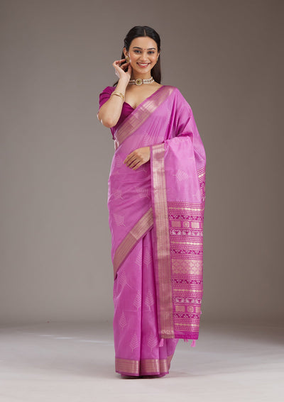 Mauve Zariwork Tissue Saree-Koskii