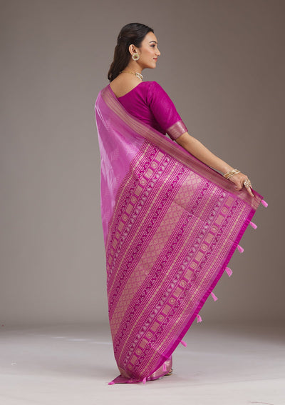 Mauve Zariwork Tissue Saree-Koskii