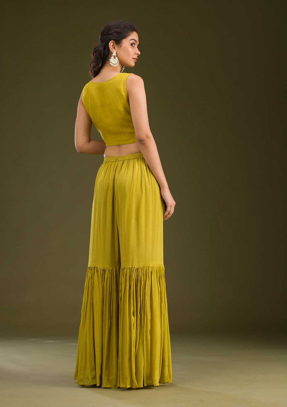 Mehendi Cutdana Georgette Readymade Salwar Suit-Koskii