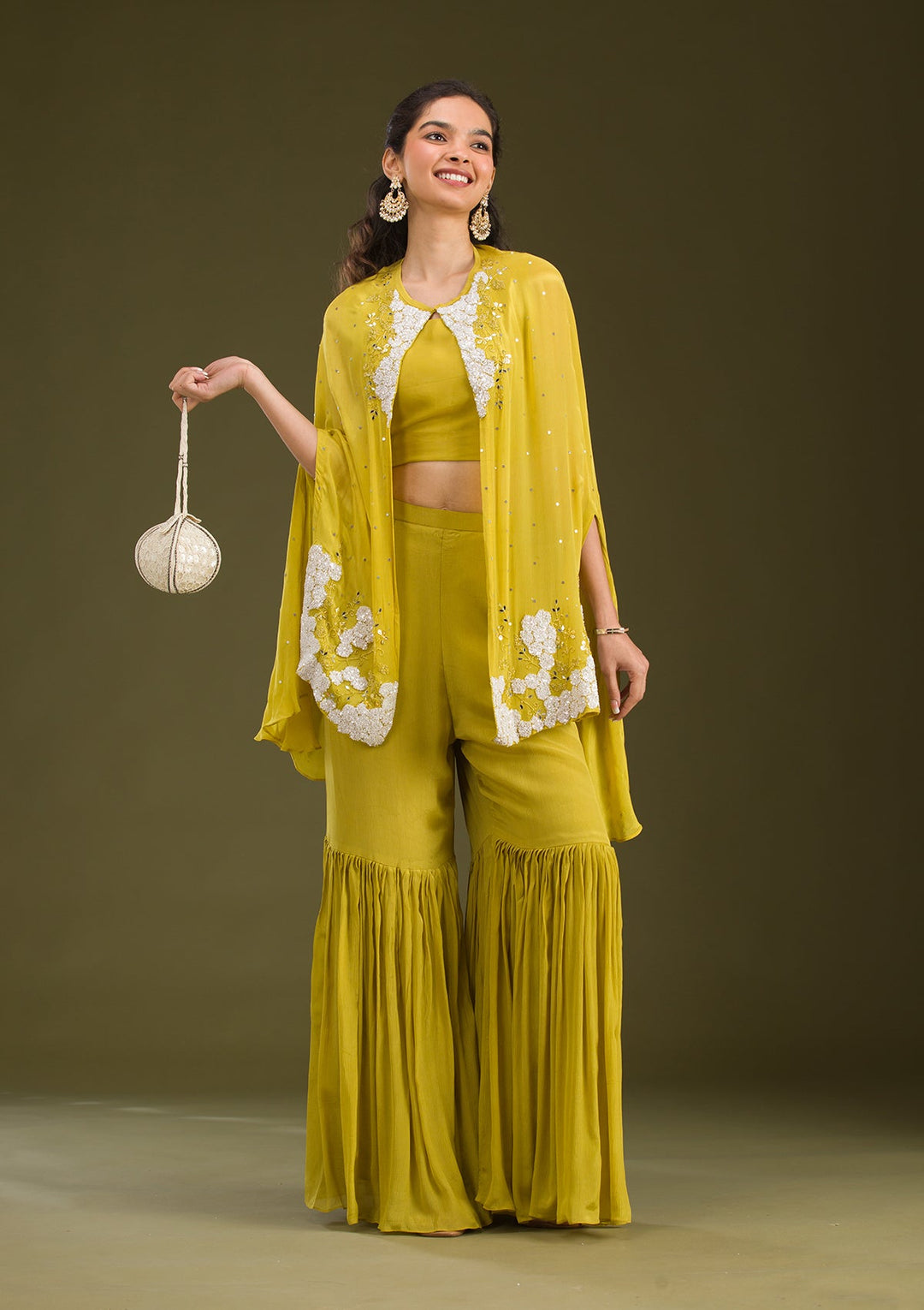 Mehendi Cutdana Georgette Readymade Salwar Suit-Koskii
