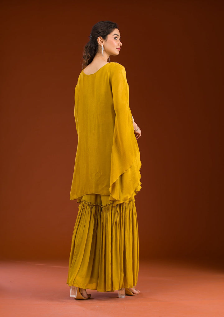 Mehendi Cutdana Georgette Readymade Salwar Suit-Koskii