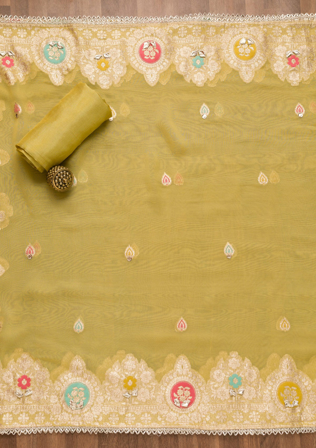Mehendi Gotapatti Georgette Unstitched Salwar Suit-Koskii