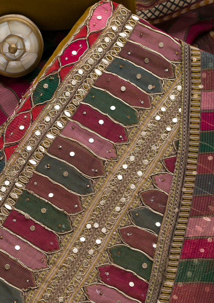 Mehendi Gotapatti Georgette Unstitched Salwar Suit-Koskii