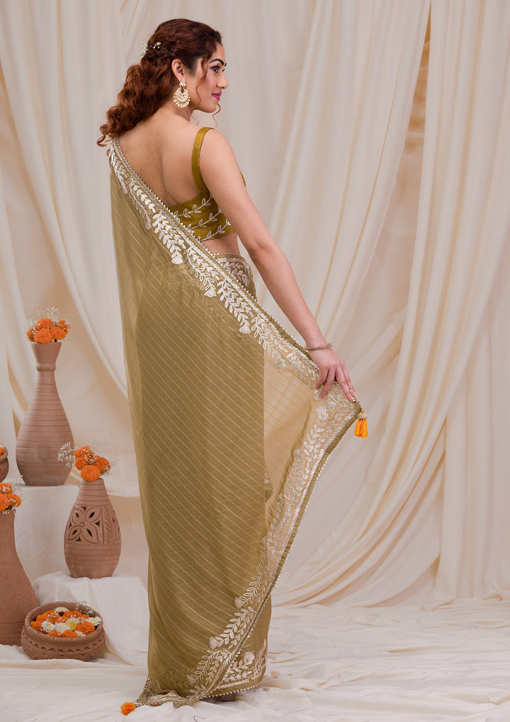 Mehendi Gotapatti Georgette Saree-Koskii