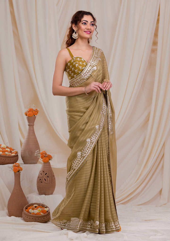 Mehendi Gotapatti Georgette Saree-Koskii