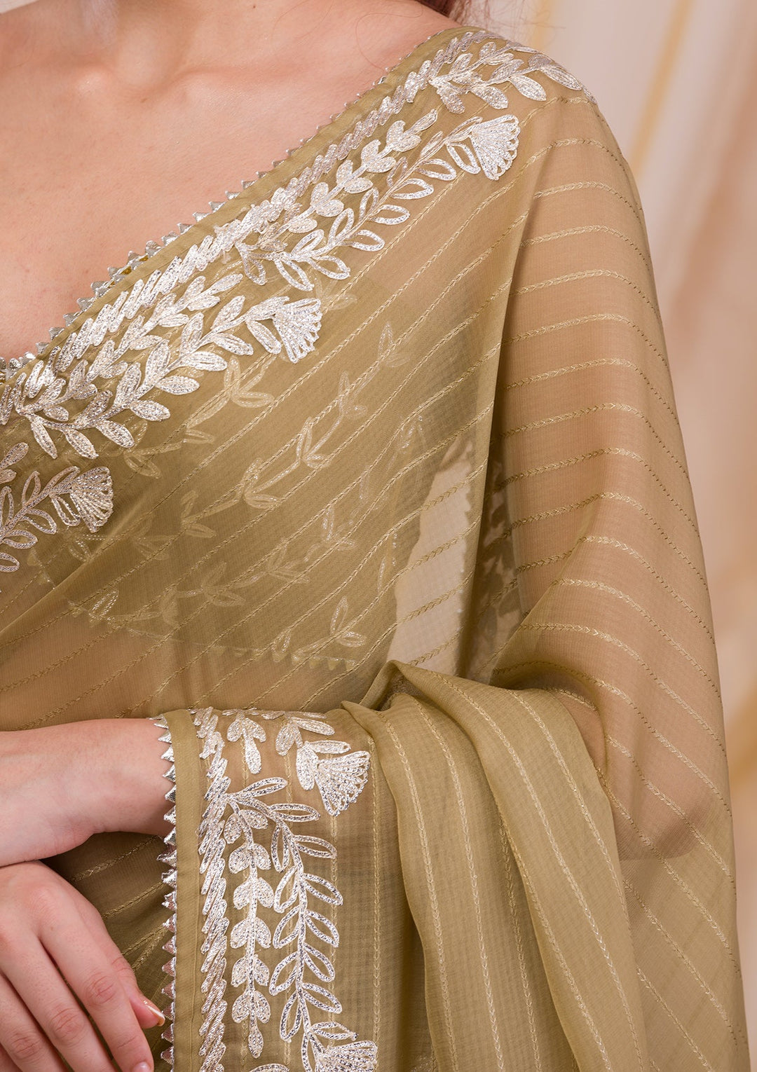 Mehendi Gotapatti Georgette Saree-Koskii