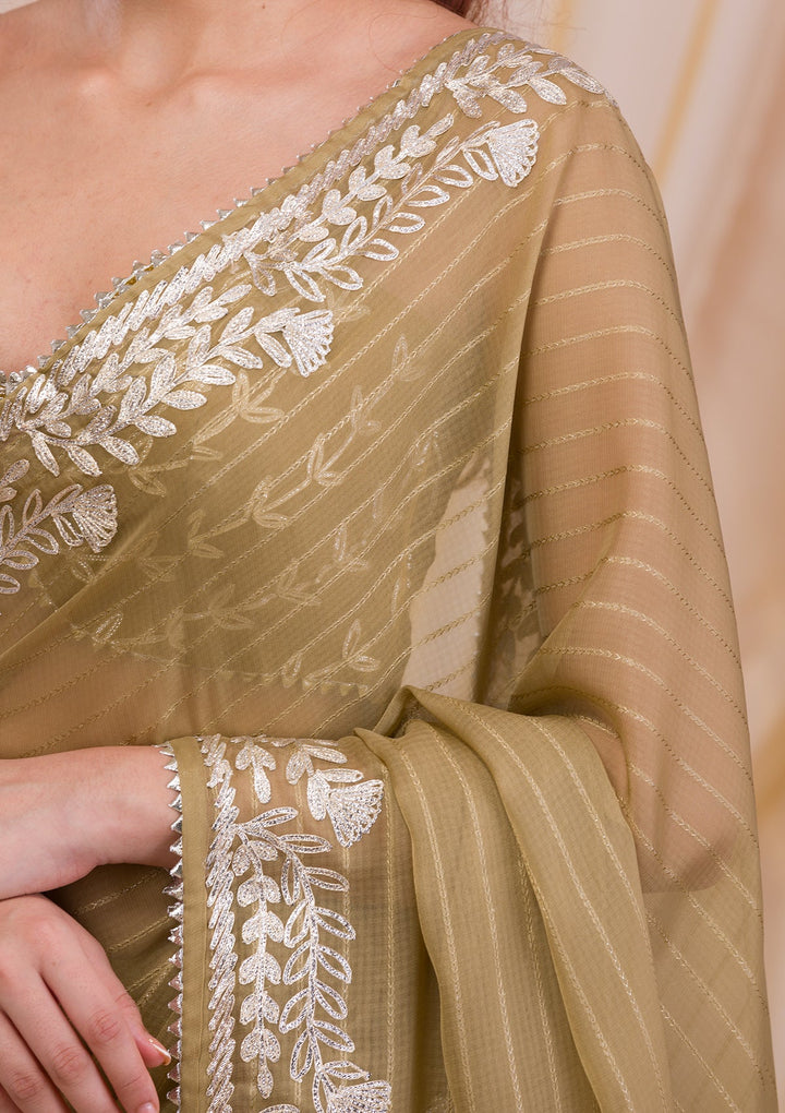 Mehendi Gotapatti Georgette Saree-Koskii