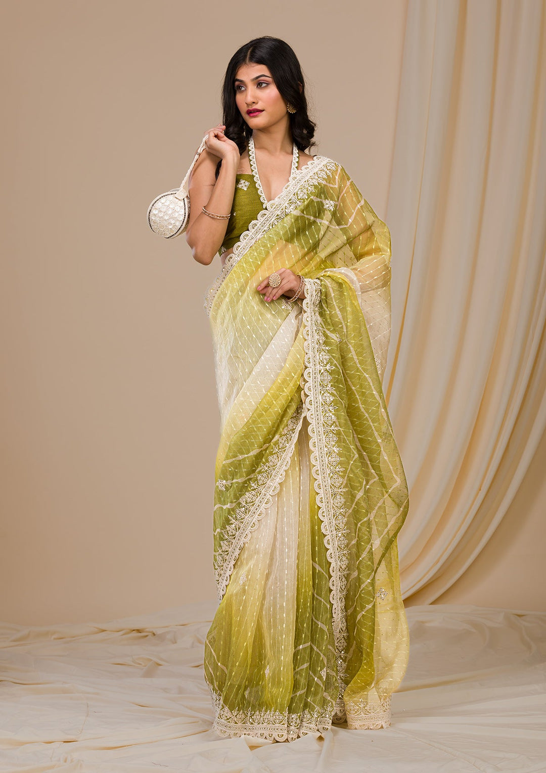 Navy Blue Stonework Raw Silk Designer Saree-Koskii