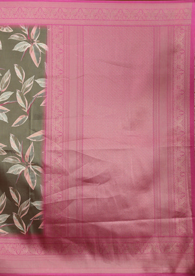 Mehendi Printed Art Silk Saree