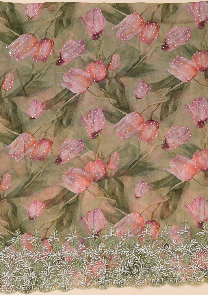 Mehendi Printed Georgette Unstitched Salwar Suit-Koskii