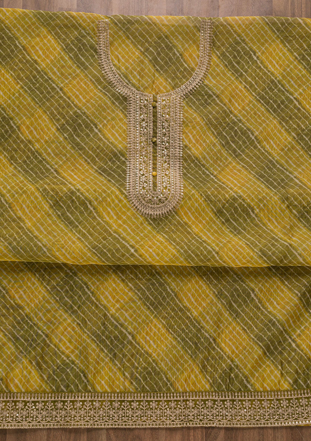 Mehendi Printed Tissue Unstitched Salwar Suit-Koskii
