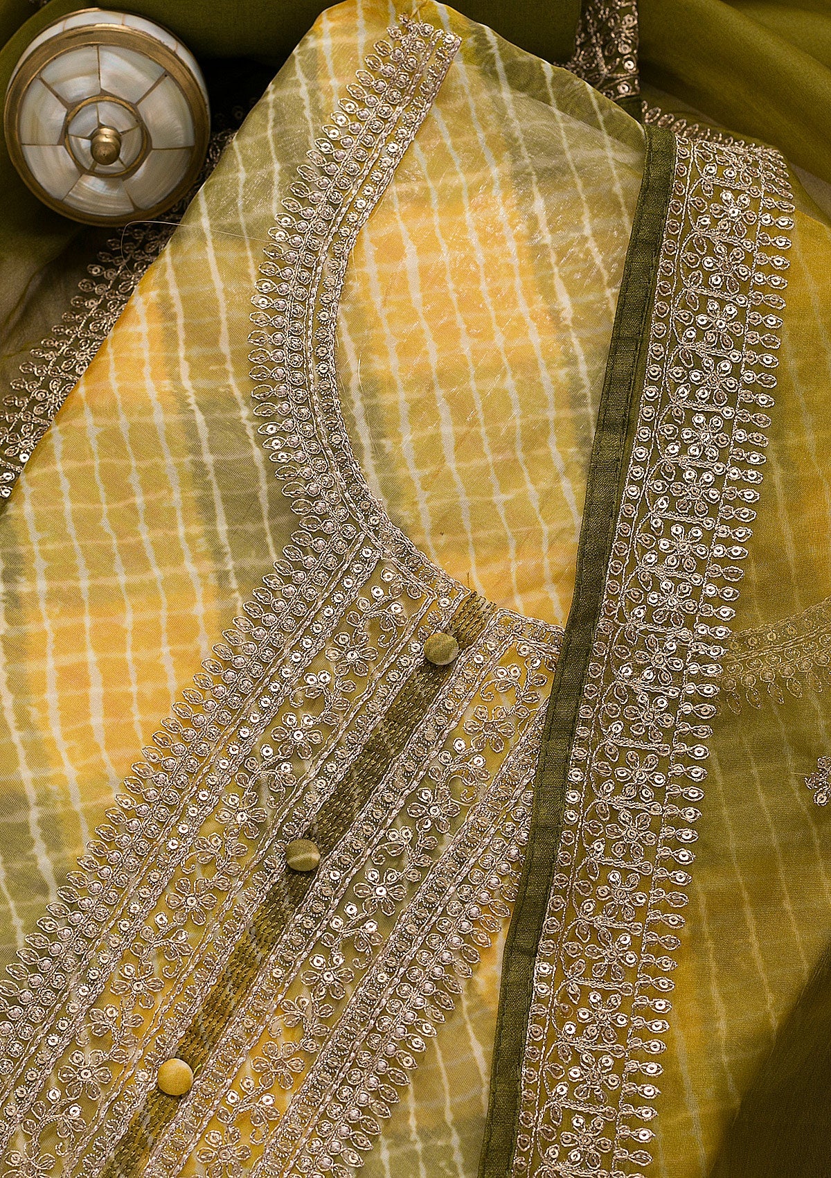 Mehendi Printed Tissue Unstitched Salwar Suit-Koskii