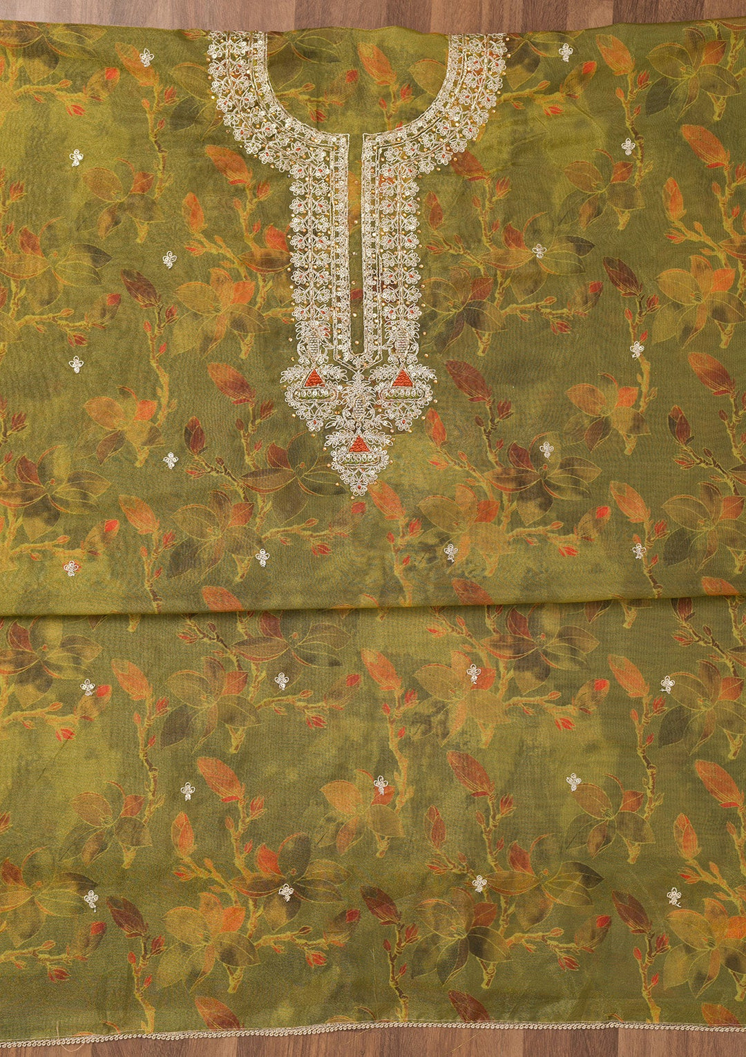 Mehendi Printed Tissue Unstitched Salwar Suit-Koskii