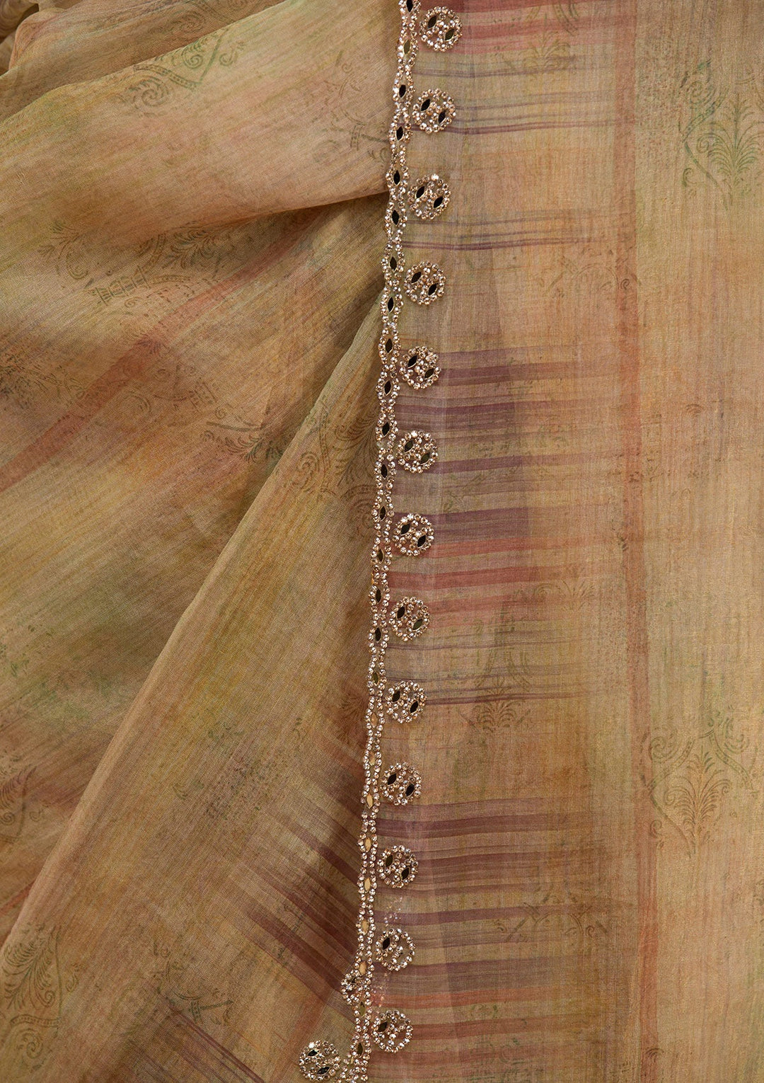 Mehendi Printed Tissue Saree-Koskii