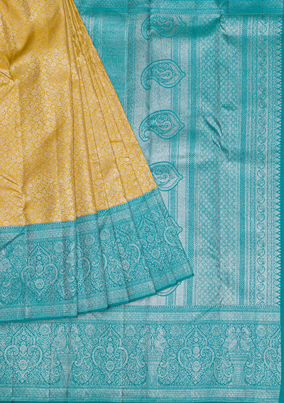 Mehendi Silver Zariwork Pure Silk Saree-Koskii