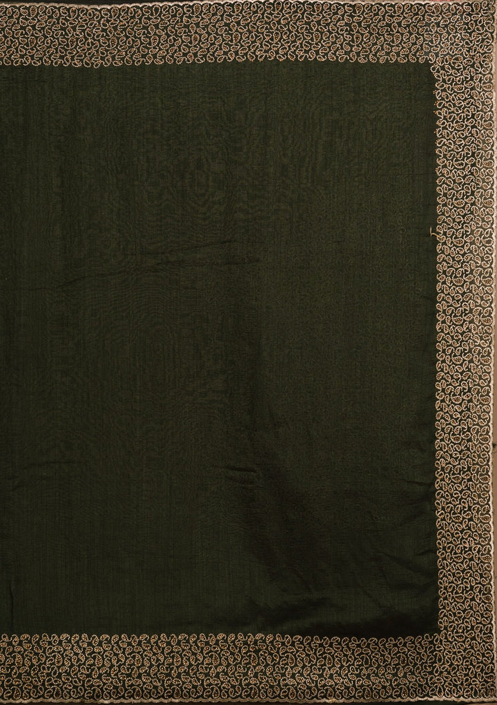 Mehendi Stonework Art Silk Saree-Koskii