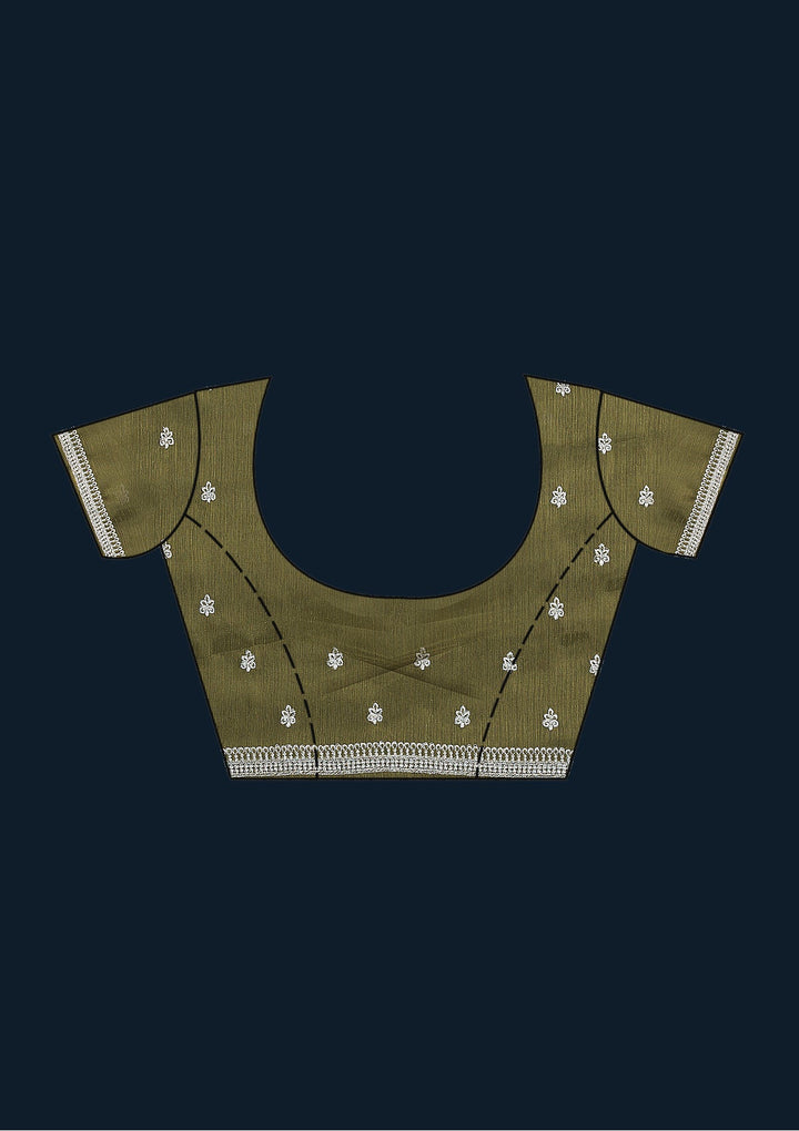 Mehendi Stonework Chiffon Saree