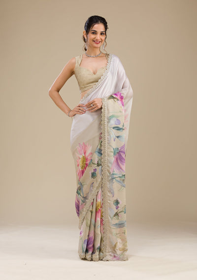 Mehendi Stonework Georgette Saree-Koskii