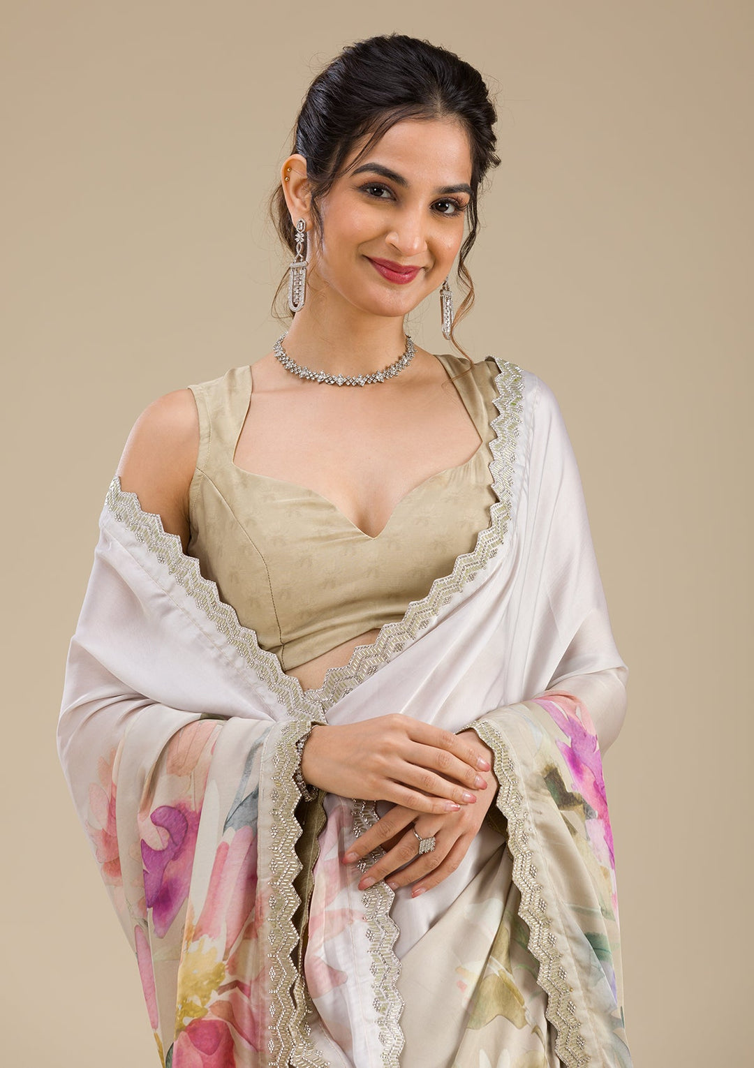 Mehendi Stonework Georgette Saree-Koskii