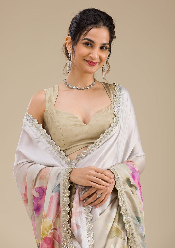 Mehendi Stonework Georgette Saree-Koskii