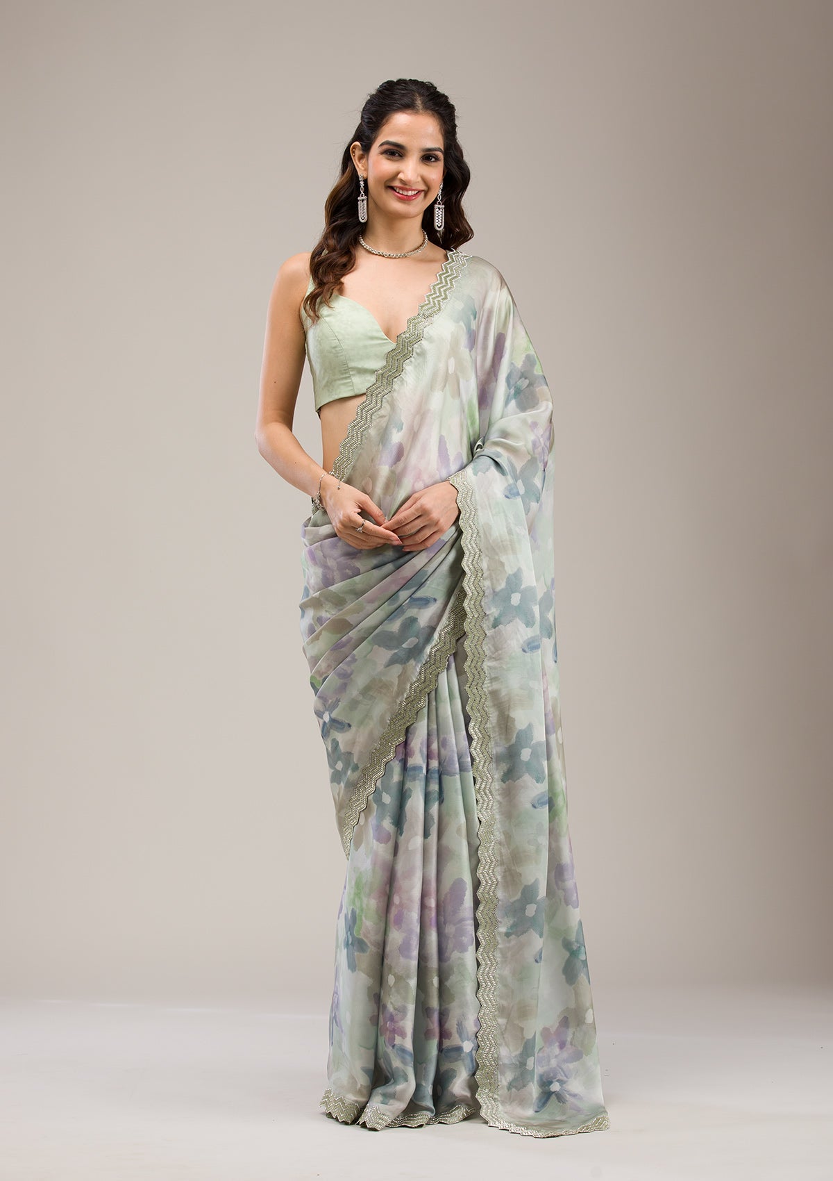 Mehendi Stonework Georgette Saree-Koskii