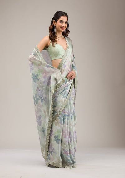 Mehendi Stonework Georgette Saree-Koskii