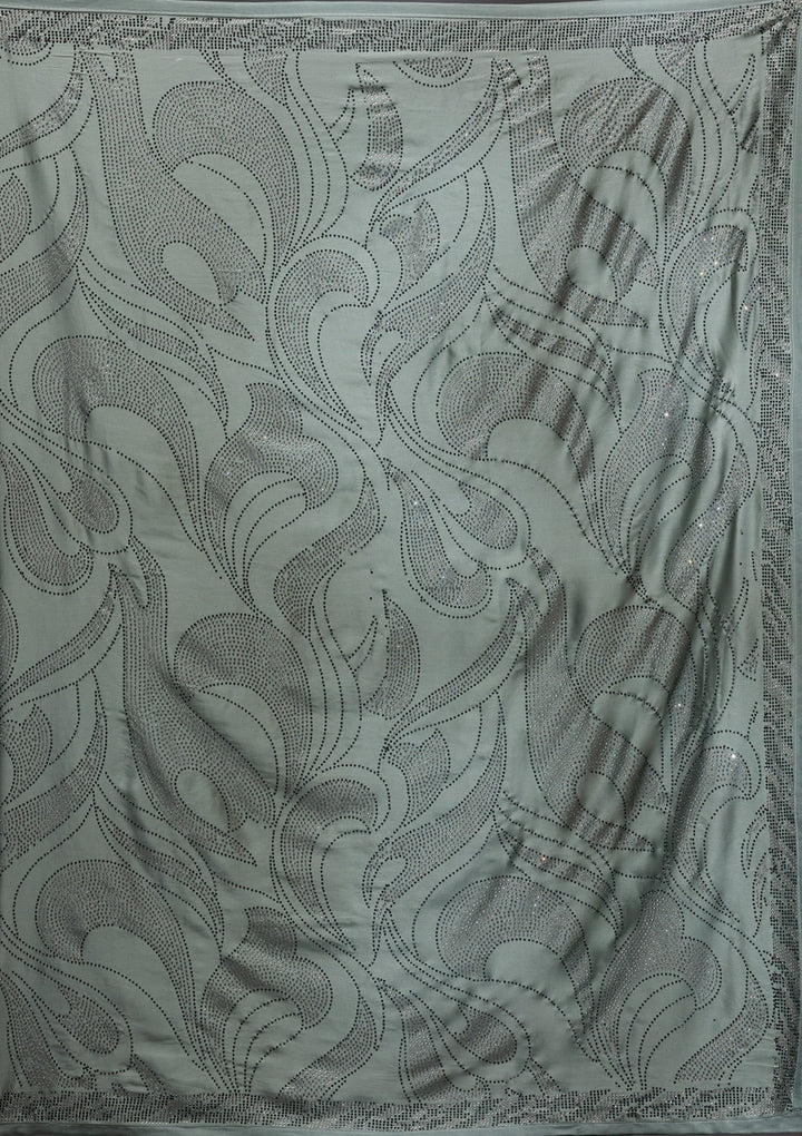 Mehendi Swarovski Crepe Saree-Koskii