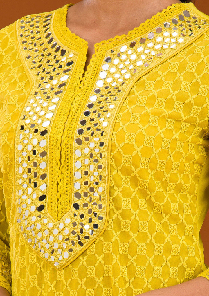 Mehendi Threadwork Georgette Readymade Salwar Suit