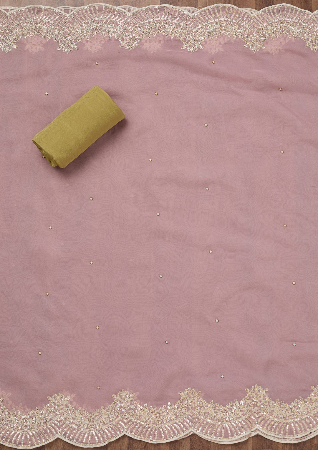 Mehendi Threadwork Georgette Unstitched Salwar Suit-Koskii