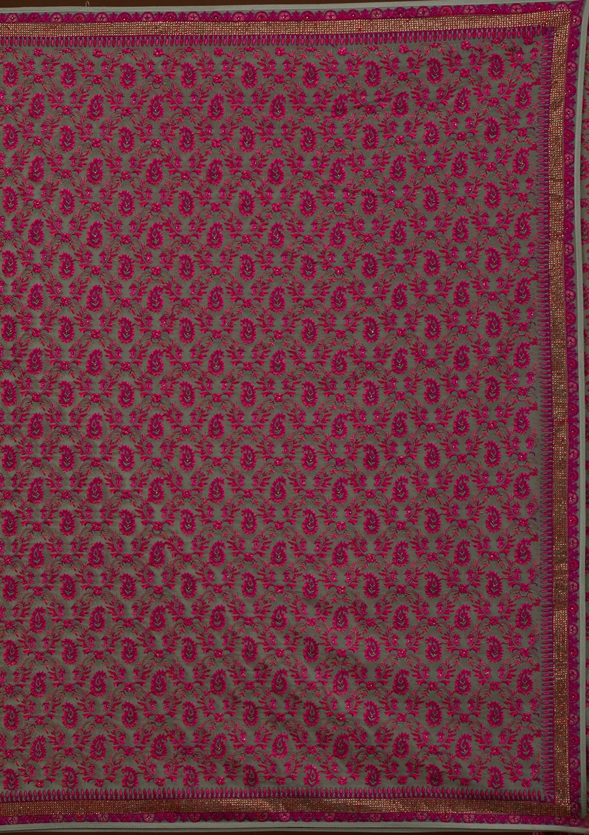 Mehendi Threadwork Georgette Saree-Koskii