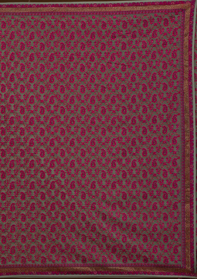 Mehendi Threadwork Georgette Saree-Koskii