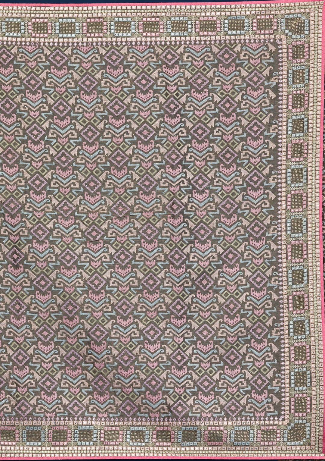 Parrot Green Zariwork Georgette Designer Saree-Koskii