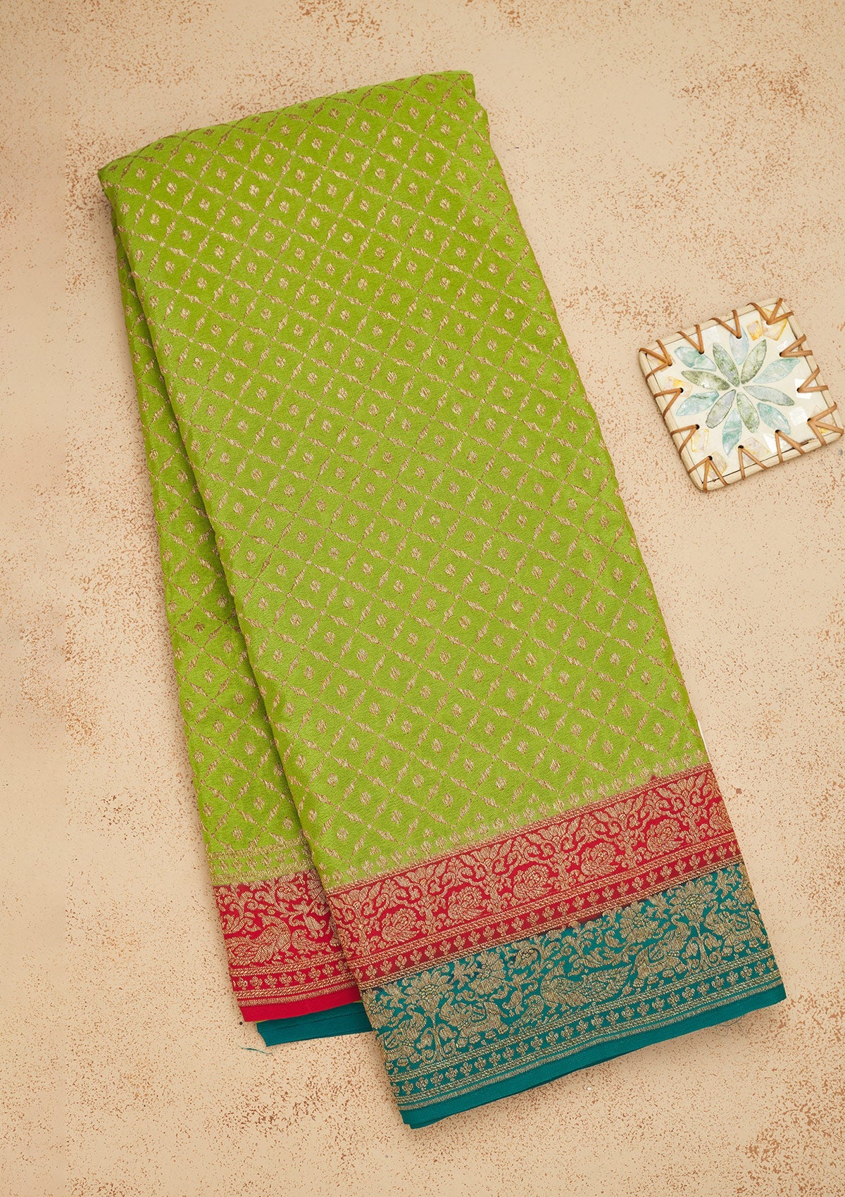 Mehendi Zariwork Art Silk Saree-Koskii