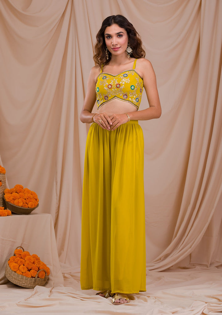 Mehendi Zariwork Georgette Readymade Salwar Suit-Koskii