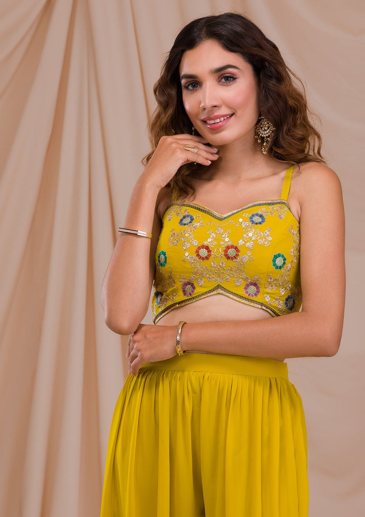 Mehendi Zariwork Georgette Readymade Salwar Suit-Koskii