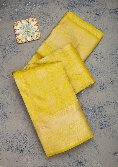 Mehendi Zariwork Pure Silk Saree-Koskii