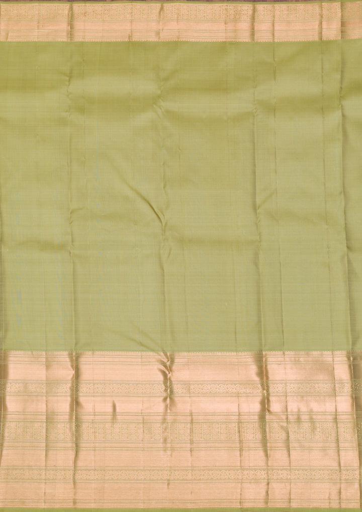 Mehendi Gold Zariwork Pure Silk Saree - Koskii
