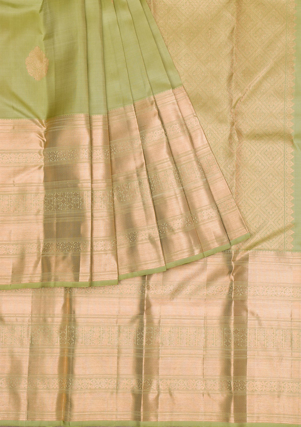 Mehendi Gold Zariwork Pure Silk Saree - Koskii