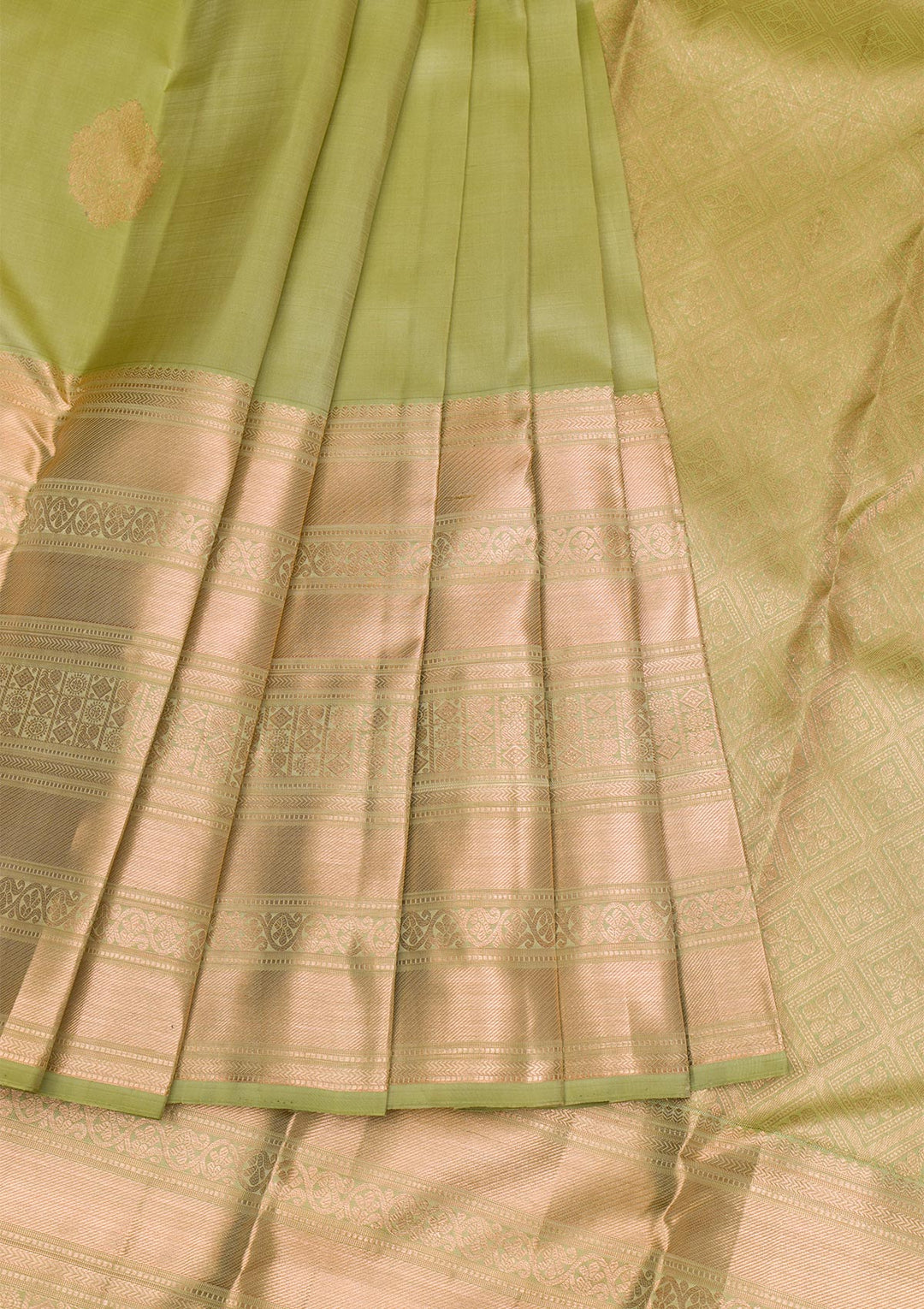 Mehendi Gold Zariwork Pure Silk Saree - Koskii