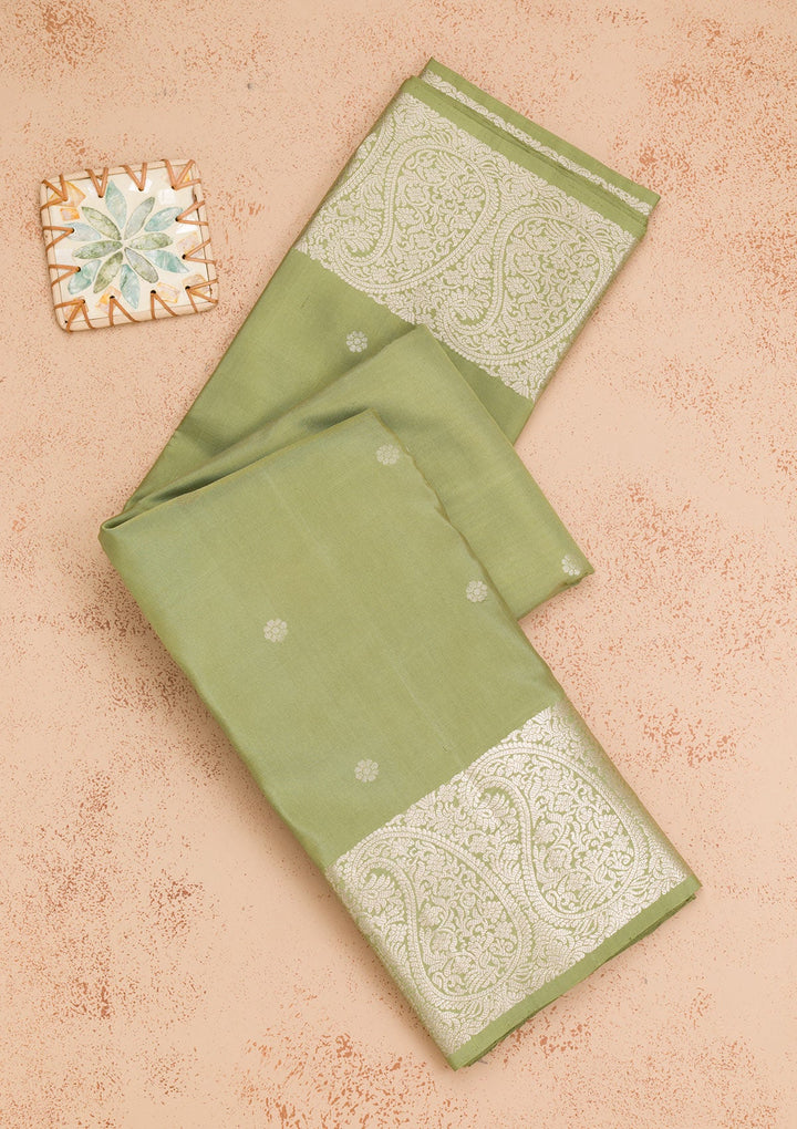 Mehendi Zariwork Pure Silk Saree-Koskii
